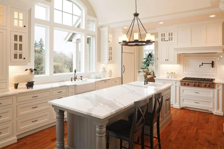 Bright kitchen with custom cabinet doors and a large island